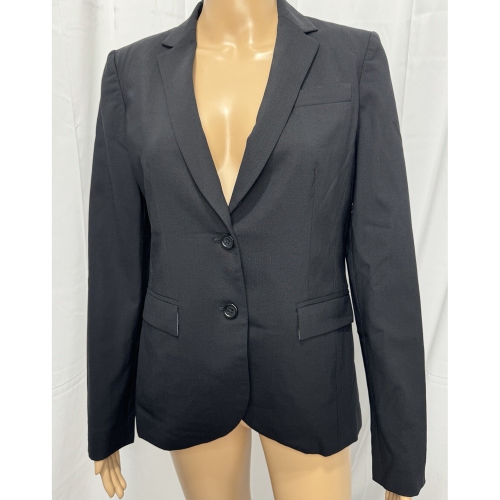 Banana Republic 96% Virgin Wool Black Blazer Stretch Size 6‎ Italy Classic Fit